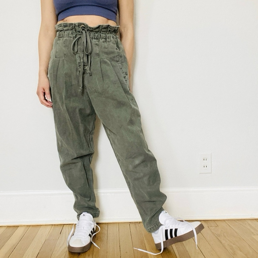 Free People Olive Green Paperbag Pants